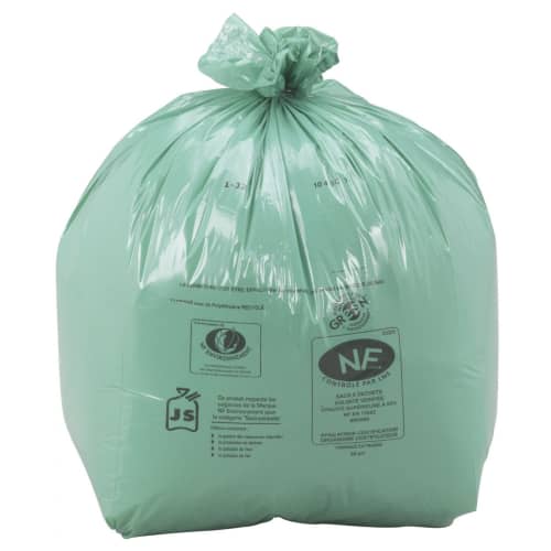Sacs poubelle 50L PEBD NFE vert 30µ lien classique Green Bag