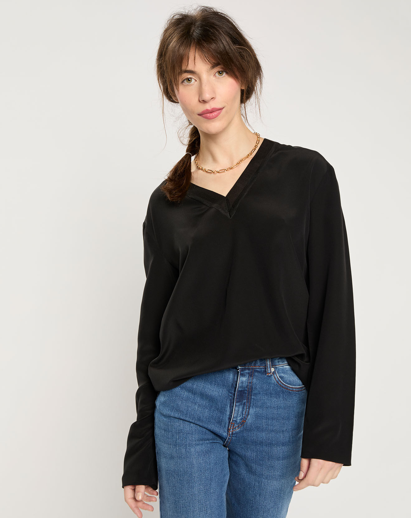 Zapa Blouse 100% Soie Teodore noire