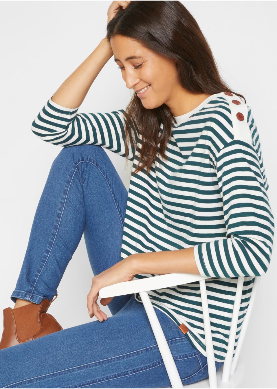 T-shirt manches longues oversized avec boutons