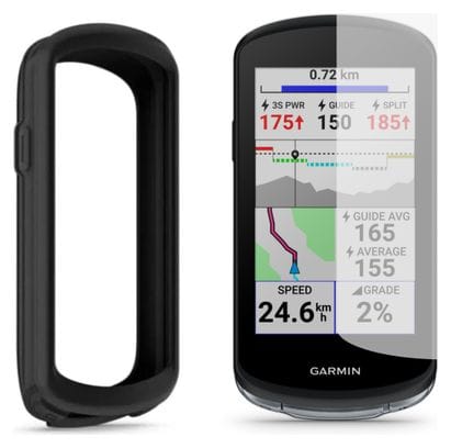 Ecran de protection en verre trempé et Housse de protection silicone pour Garmin Edge 1040/1040 Solar