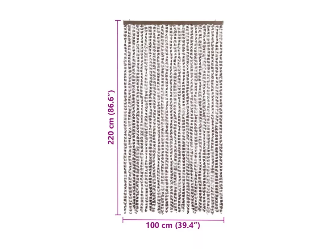 Moustiquaire Taupe et blanc 100x220 cm Chenille