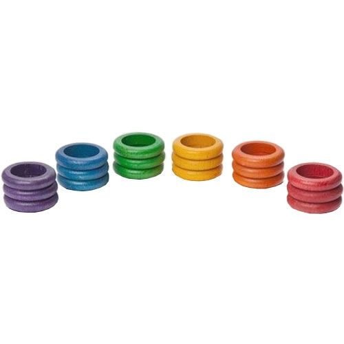 Grapat ringen regenboog 4,5 cm - 6 kleuren (18st)