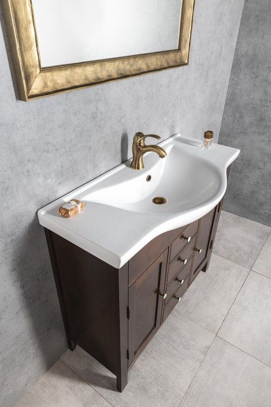 Sapho - Ambra - Wastafelmeubel - Bruin - 96 cm - 4 Laden en 2 Deuren