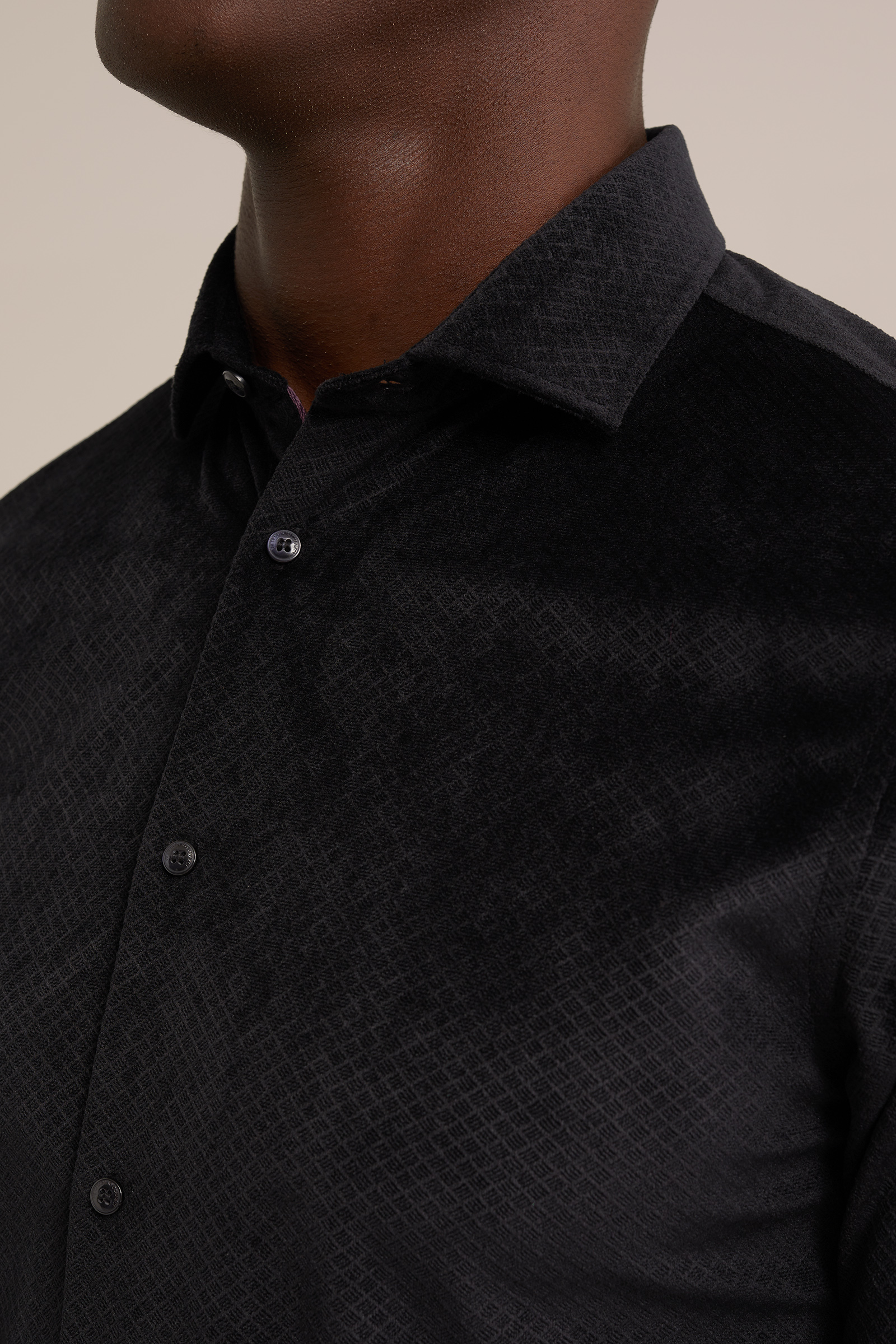 overhemd van velvet met structuur WE Fashion Zwart