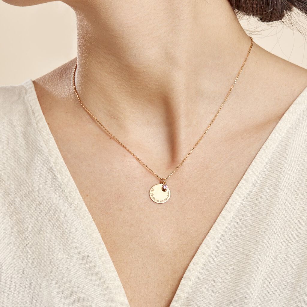 Collier Giusto Plaque Or Oxyde De Zirconium