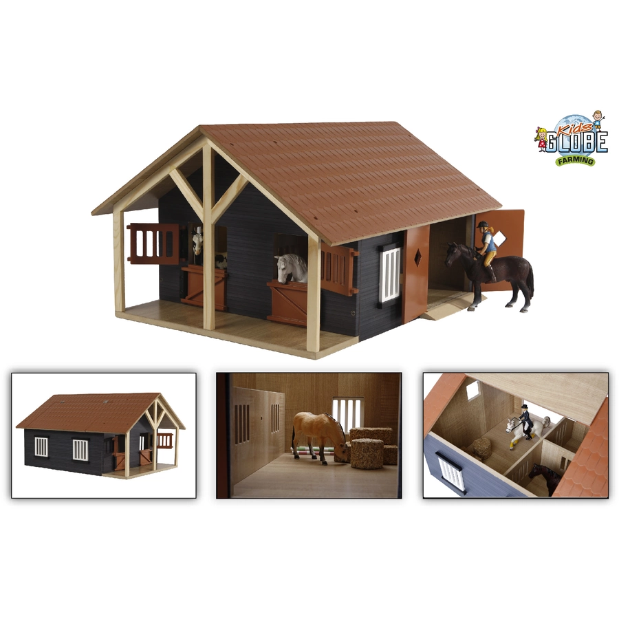 Kids Globe Farming Farming Pferdestall Schwarz Schwarz