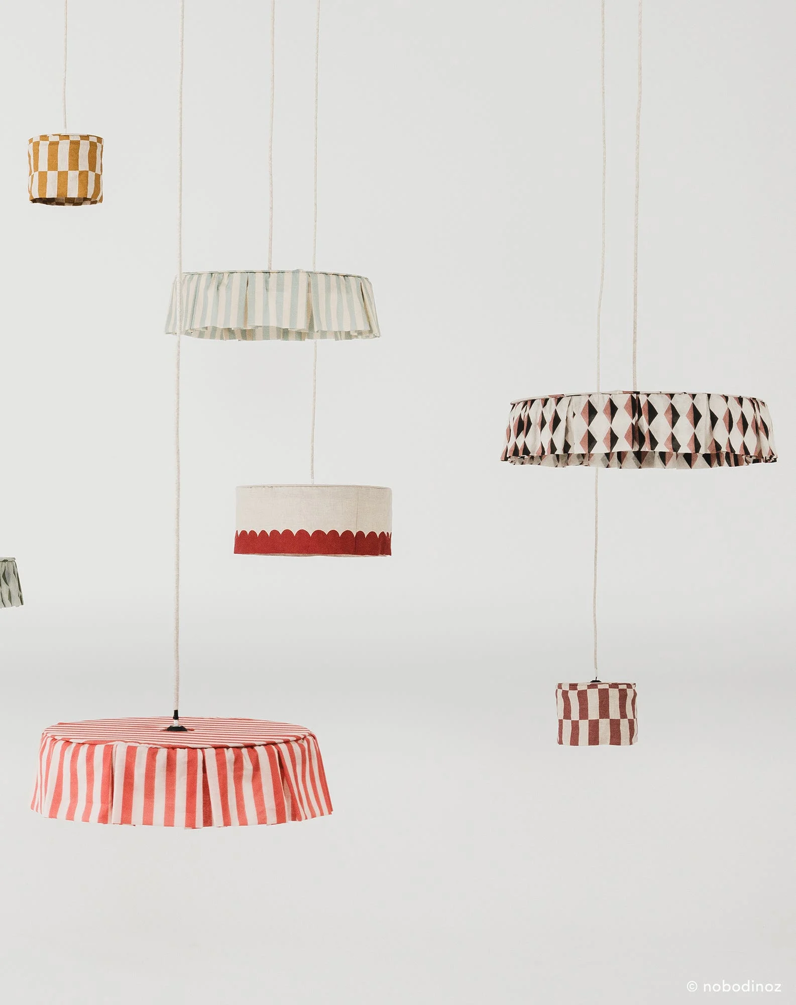 Abat-jour en lin pour suspension diam. 40cm vibes | Rouge