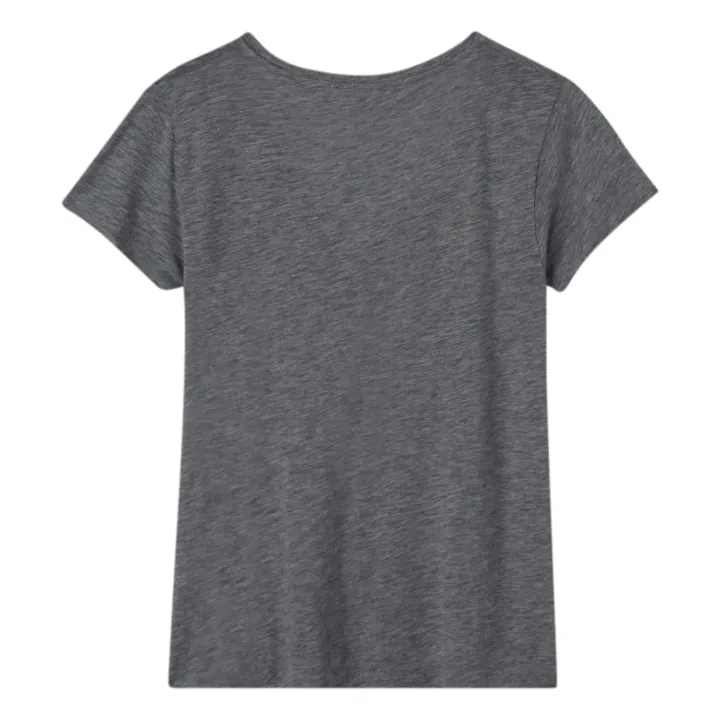 American Vintage T-shirt Col V Jacksonville | Gris anthracite chiné