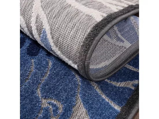 Tapis extérieur 160x230 tissé kilim bleu et gris CHIMEKA
