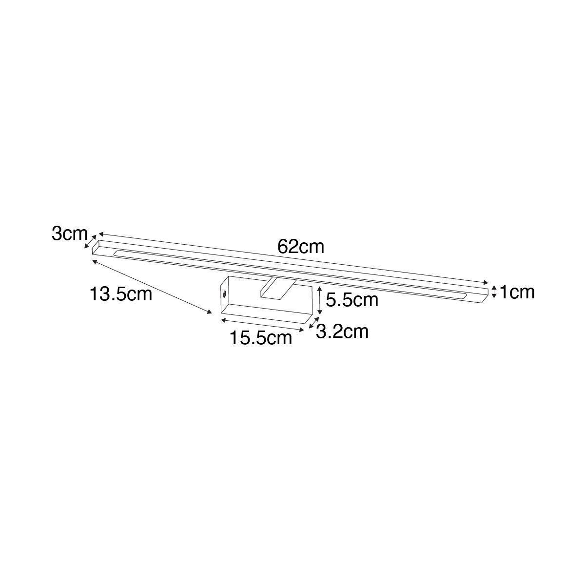 Wandlamp staal 62 cm incl. LED IP44 - Jerre
