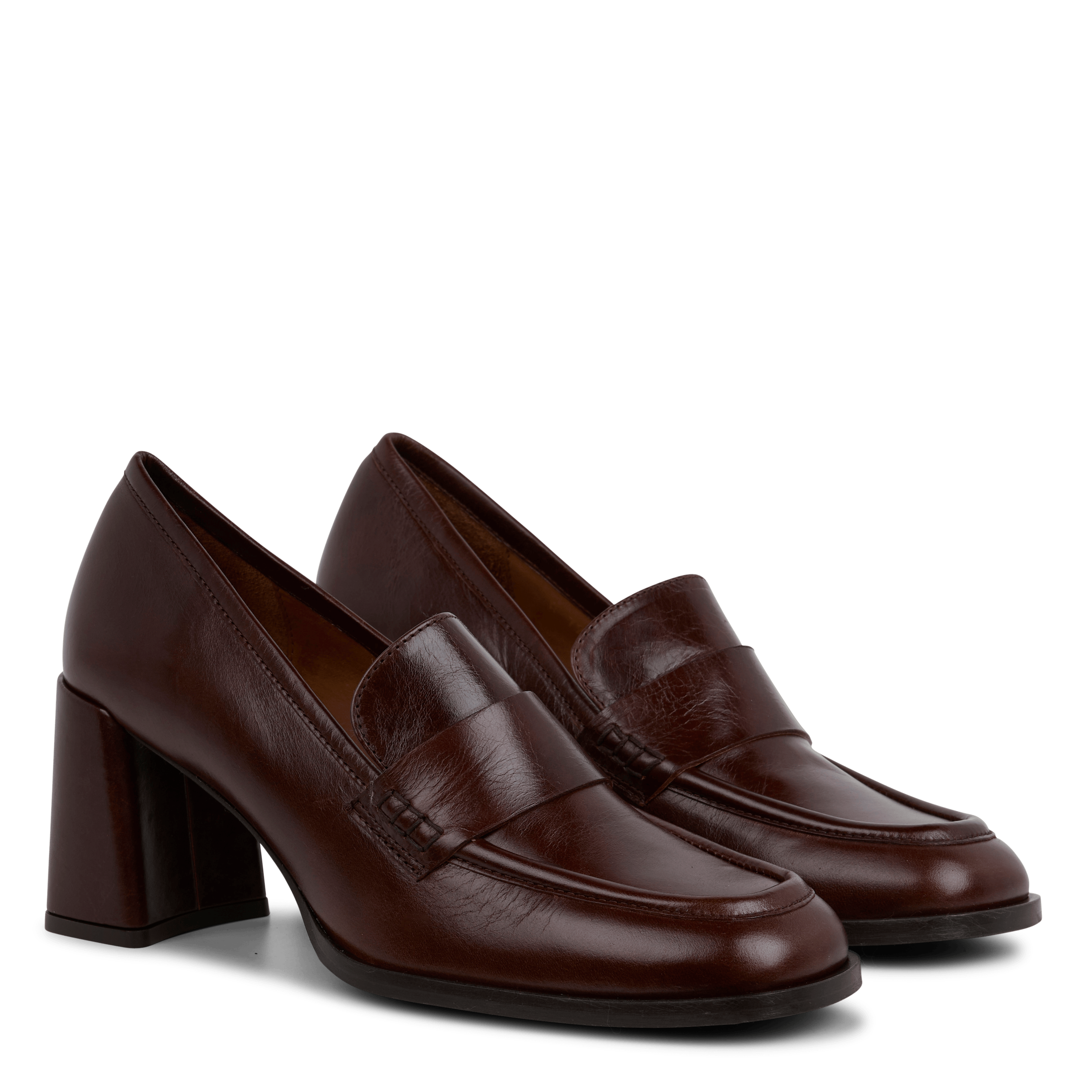 Mocassins à talons en cuir | Marron