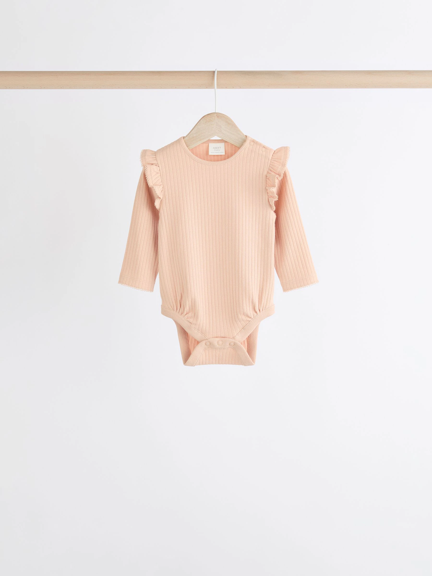 Roze/crème - Verpakking van 4 babyrompers met lange mouwen en ruches (0mnd-2jr)