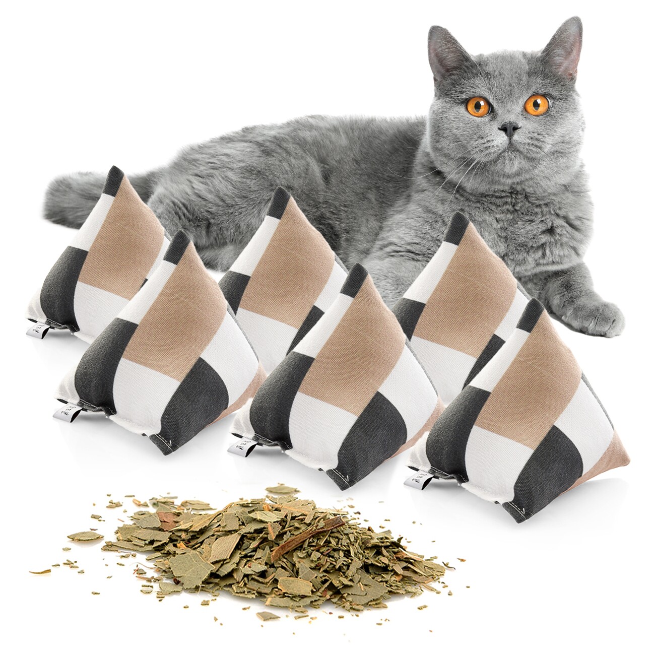 Canadian Cat Company Catnipspielzeug 6x Schmusepyramide Karo
