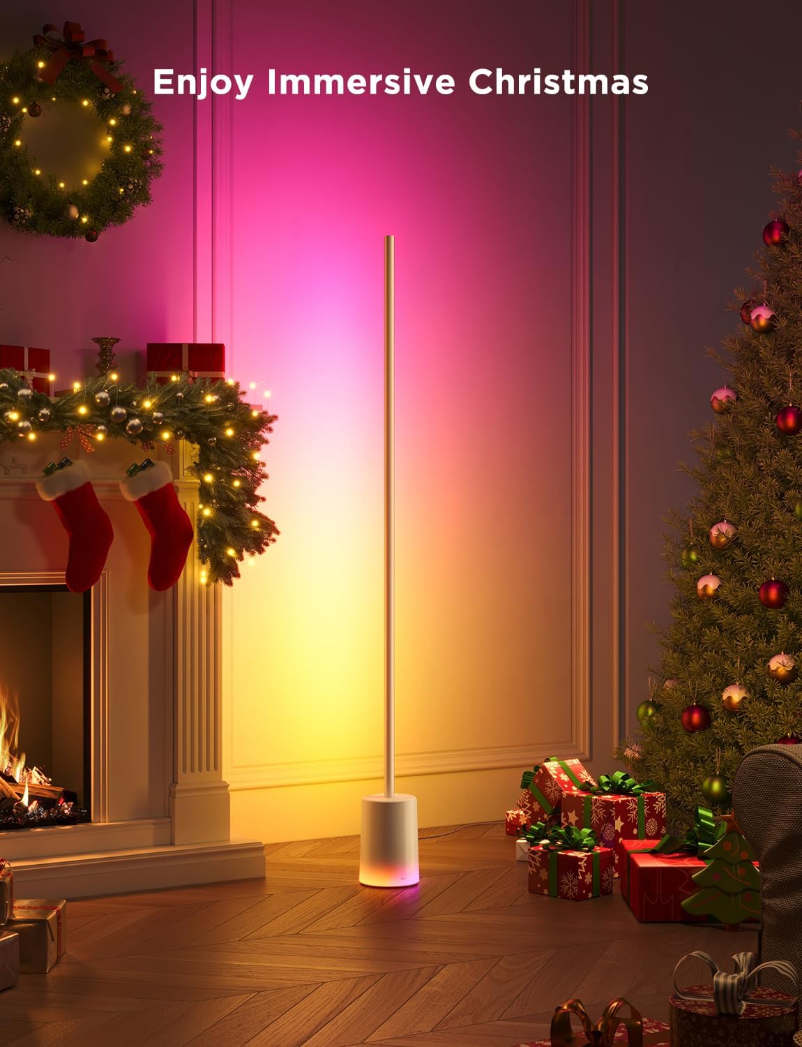 Govee RGBIC Stehlampe, LED-Stehlampe mit über 64 Szenen, DIY-Modus, Musiksynchronisation, 1700 Lumen, Moderne Lampe für Schlafzimmer, Arbeit mit Alexa und Google Assistant, App-Steuerung, Grau, H607C
