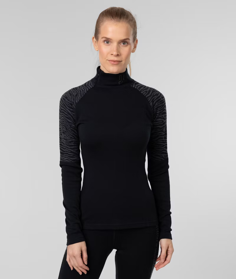 johaug elevate uld half zip langaermet baselayer t shirt dame 343 210666 tblck