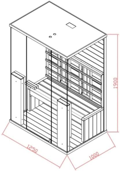 SANOTECHNIK Infrarotsauna GRENA DELUXE 2 – Infrarotkabine für 2 Personen 125×100×190cm | 5 Vollspektrum-Strahler (2.200W), Farblicht, Bluetooth-Radio, 6mm ESG-Glas, Bausatz, SB40125
