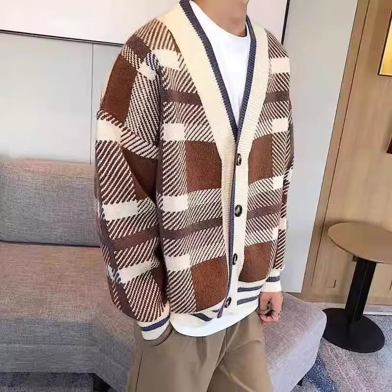 Femilina - V-hals geruite cardigan