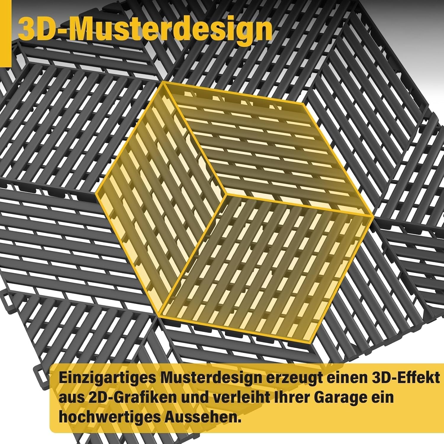 jxgzyy 30 Stück Garagenboden Fliesen, 40x40 cm Klicksystem Ineinandergreifende Garagenboden, 10,000 kg Belastbarkeit rutschfeste Garagenbodenfliesen für Garagen, Keller, Schwarz