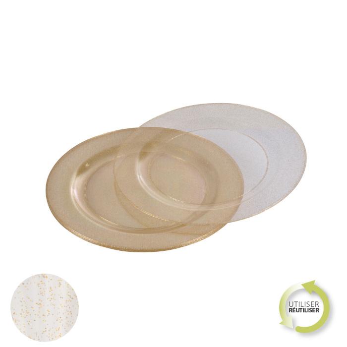 SET 6 ASSIETTES PAILLETTE OR D.23CM