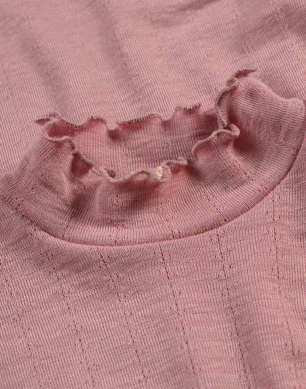 Pointelle shirt met hoge hals van merinowol/zijde voor kinderen