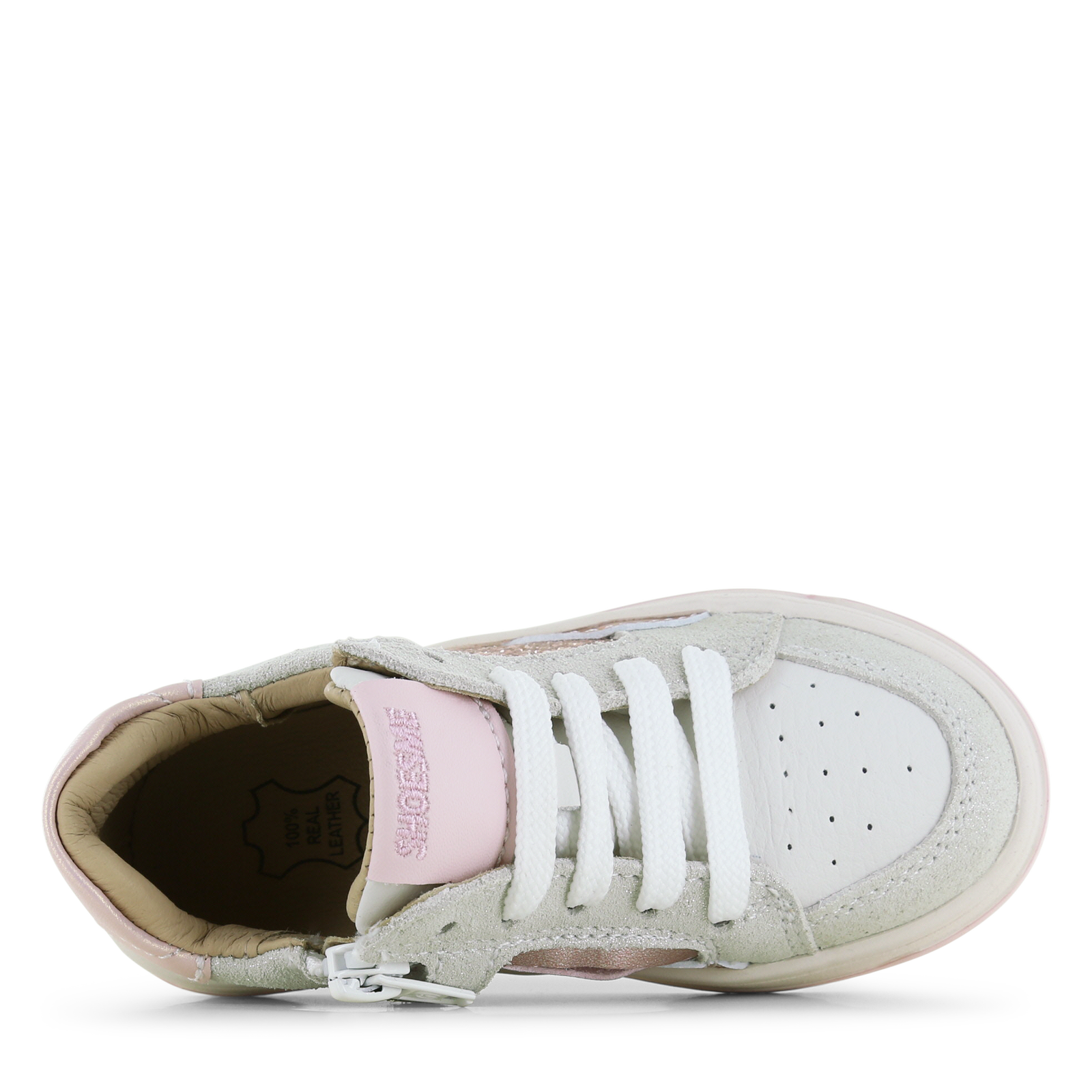 Shoesme roze sneaker met glitters Microfiber leer, Pailletten, Suède | Meis