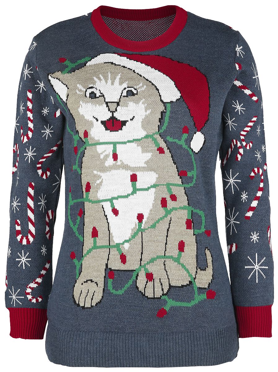 Chat Enguirlandé | Pull Moche De Noël Pull de Noël