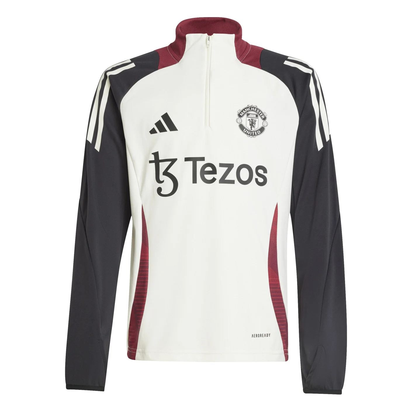 Adidas Manchester United Trainingstrui 1/4-Zip 2024-2025 Kids Wit Zwart Rood