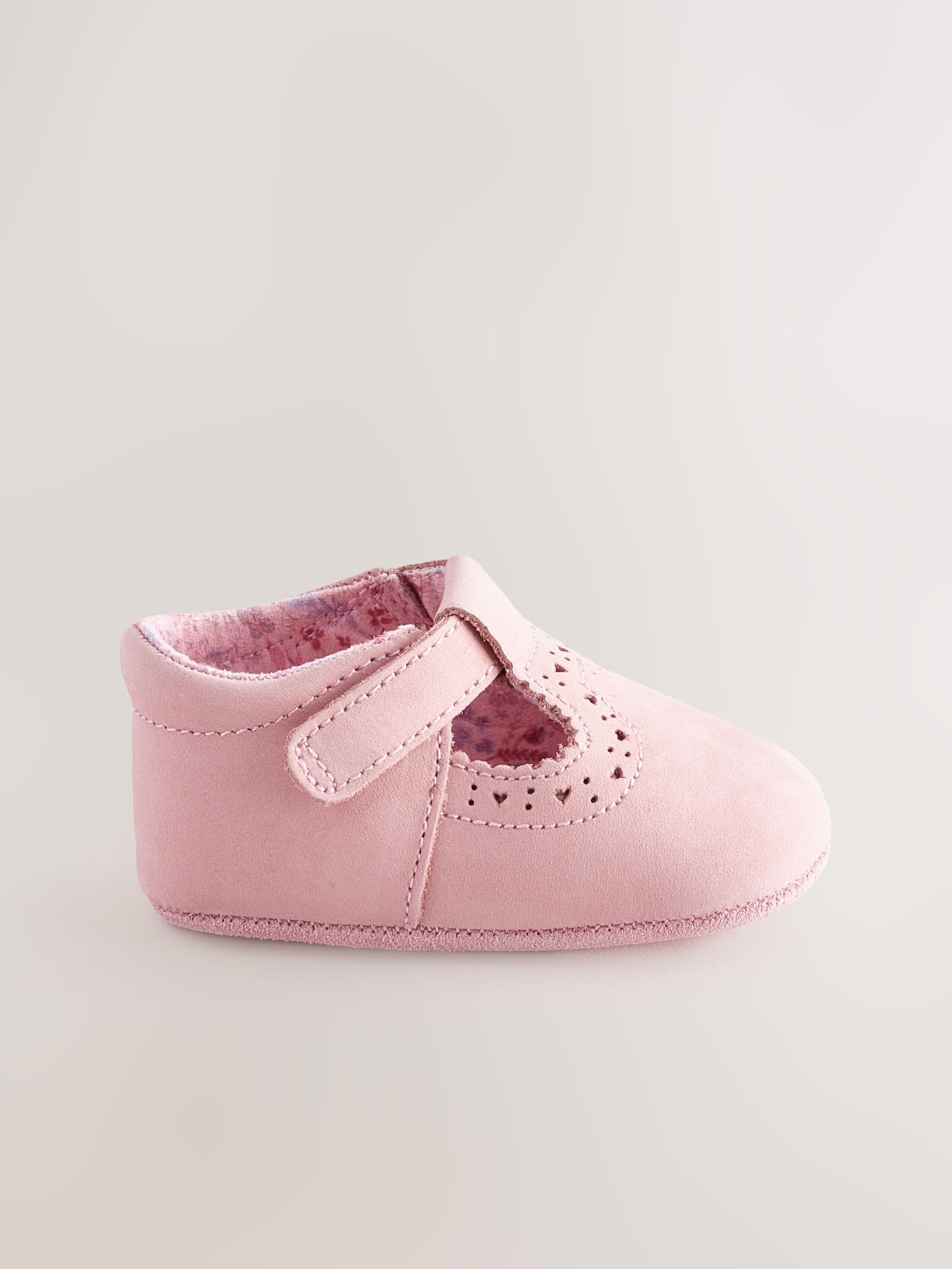 Roze - Leren babyschoen met T-bandje (0 - 24 mnd)