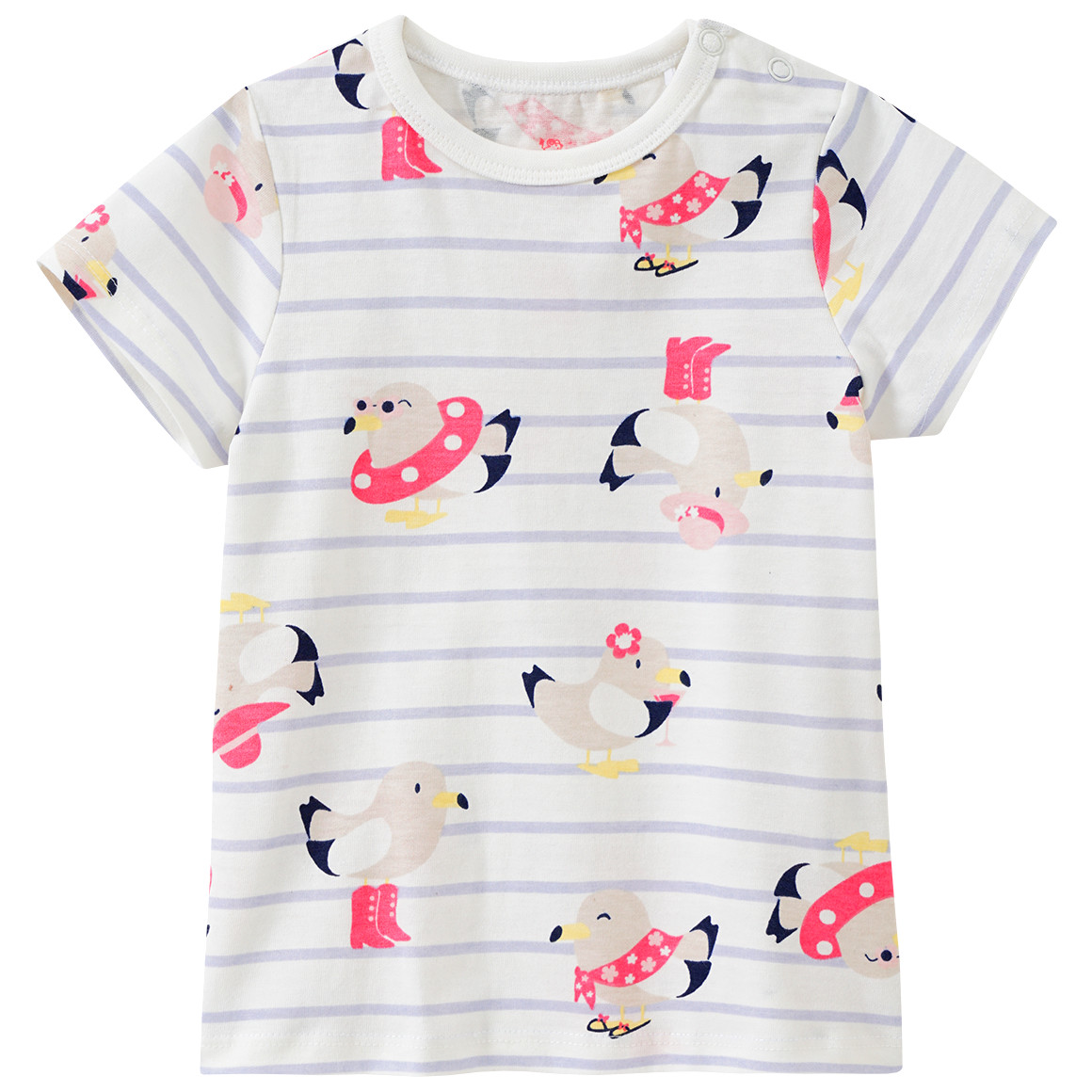Topomini Baby Shorty mit Möwen-Allover weiss / rosa