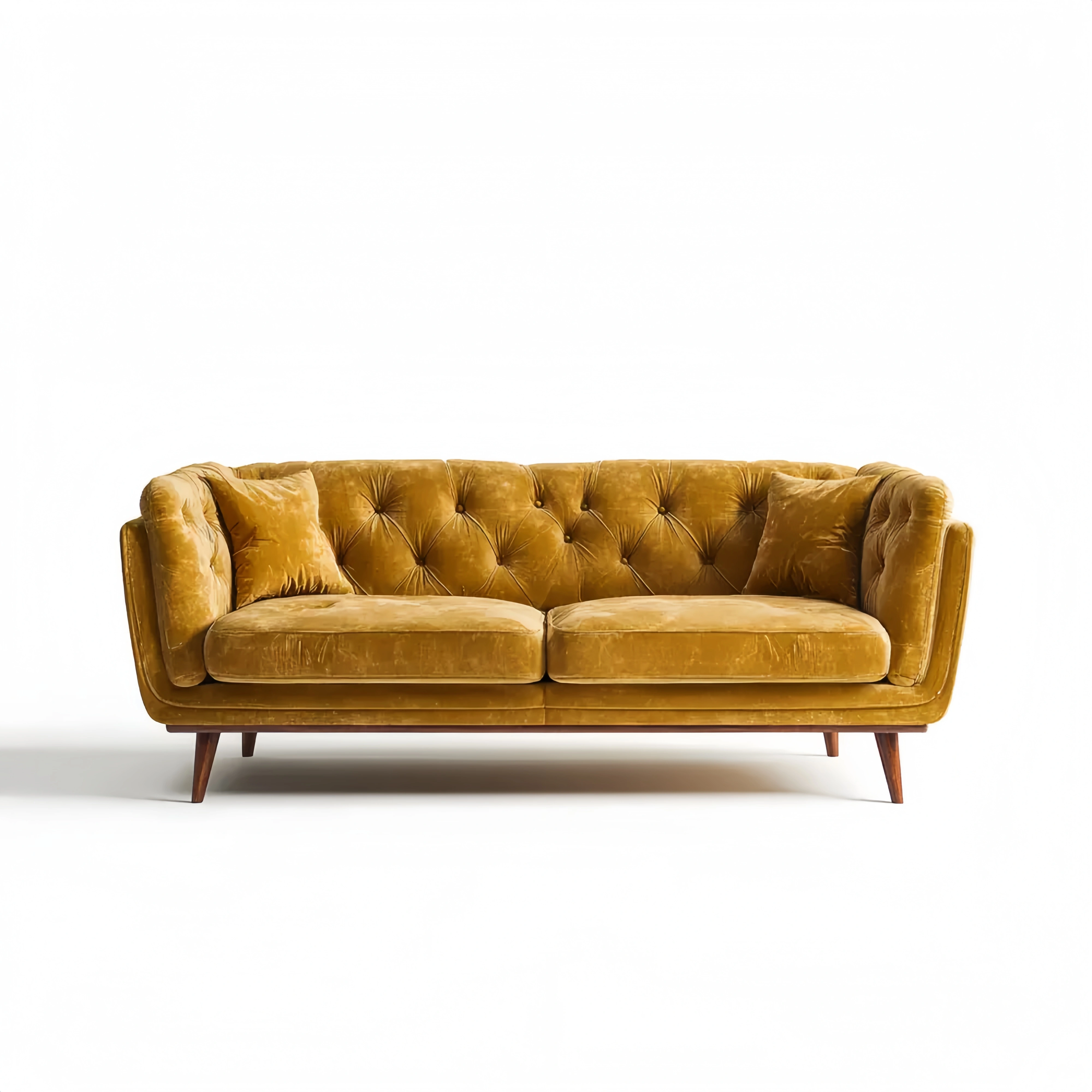 2-Sitzer-Sofa Samt 180x85x75 cm – Senfgelb – Vintage Design