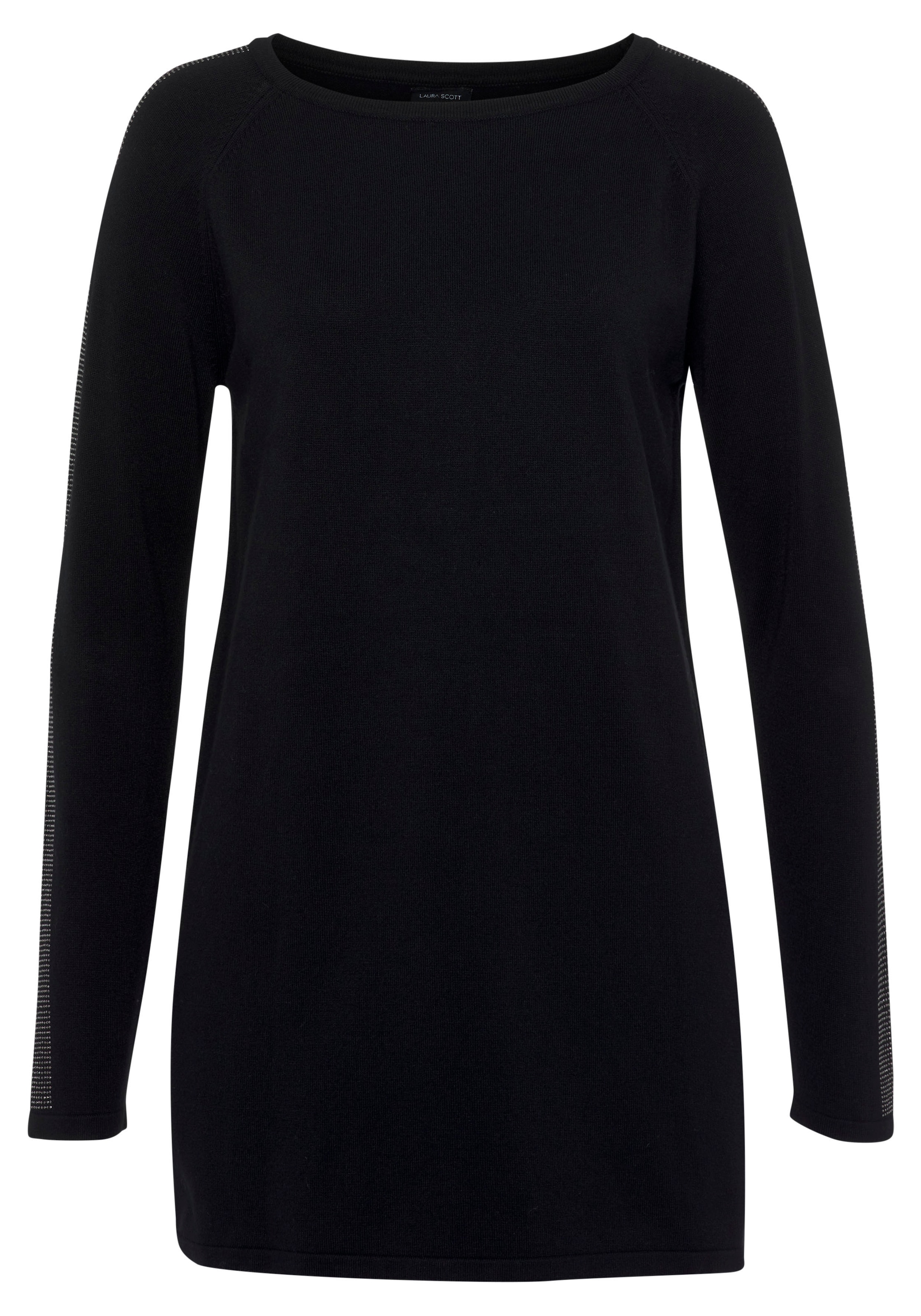 Laura Scott Longpullover , mit Glitzersteinen und seitlichen Schlitzen