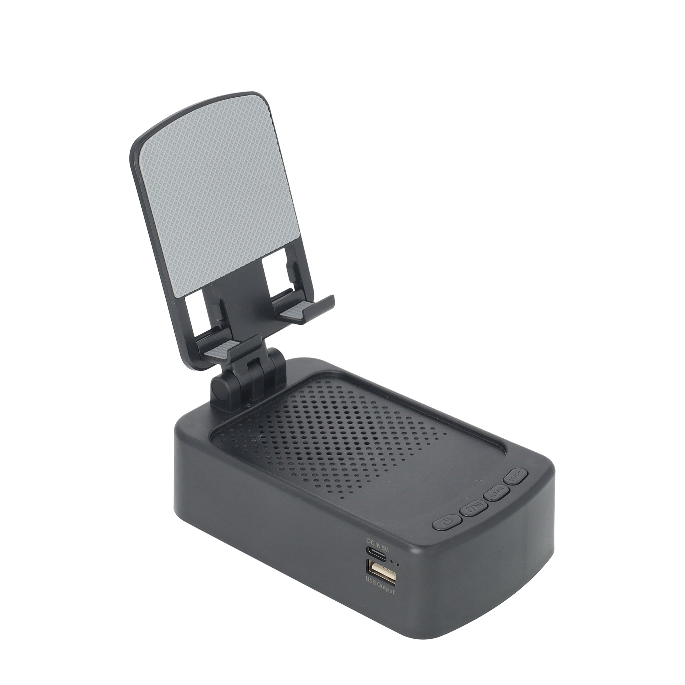 2in1 Mini Bluetooth Lautsprecher mit Smartphone / Tablet Halterung - Schwarz