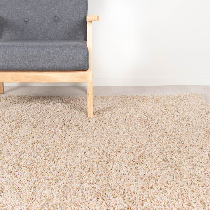 Rond Hoogpolig vloerkleed - Solid Beige