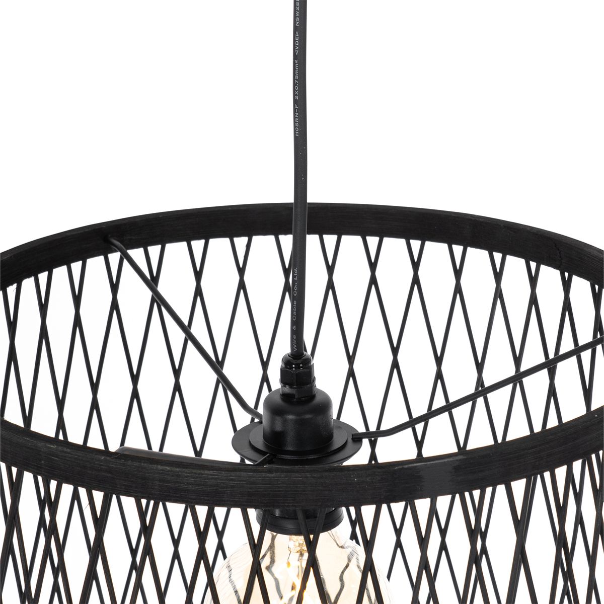 Landelijke buiten hanglamp zwart rotan 3-lichts - Calamus