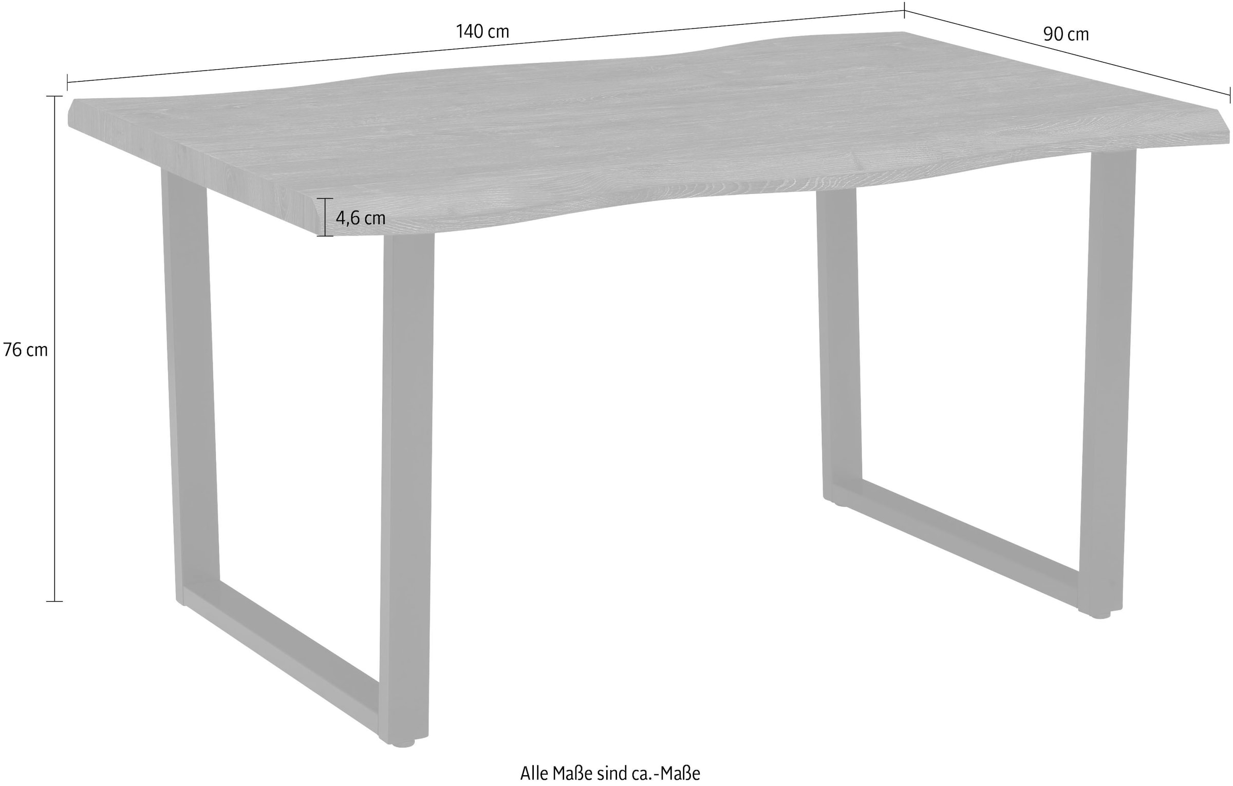 HELA Essgruppe »GISELLE Esszimmer, Essgruppe, Sitzgruppe TOPSELLER!« Set, 5er Set, Tisch plus 4 Stühle, 5 Stk. tlg. Esstisch U-Gestell Metall, Tischplatte mit Baumkante, OTTOs Choice