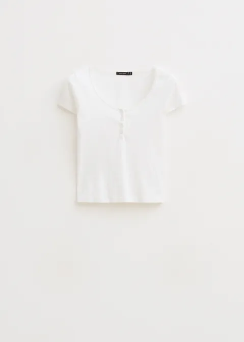 T-shirt met knoopjes wit (WIT)