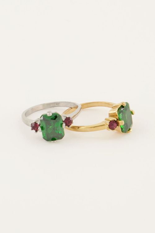 Vintage statement ring groen kristal