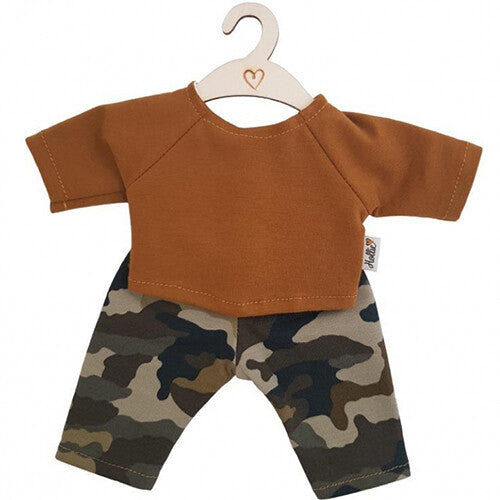 Hollie poppenkleding broek en shirt - camouflage ochre - 34 cm