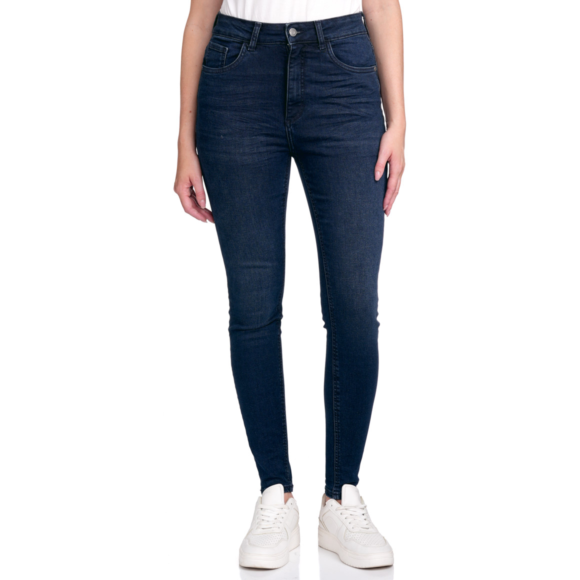 Jonas Nielsen Damen Skinny Jeans mit Used-Waschung dunkelblau