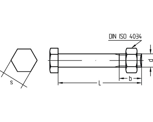 Constructieschroef, zeskantkop, met moer, M12x160 mm, verzinkt, 25 stuks