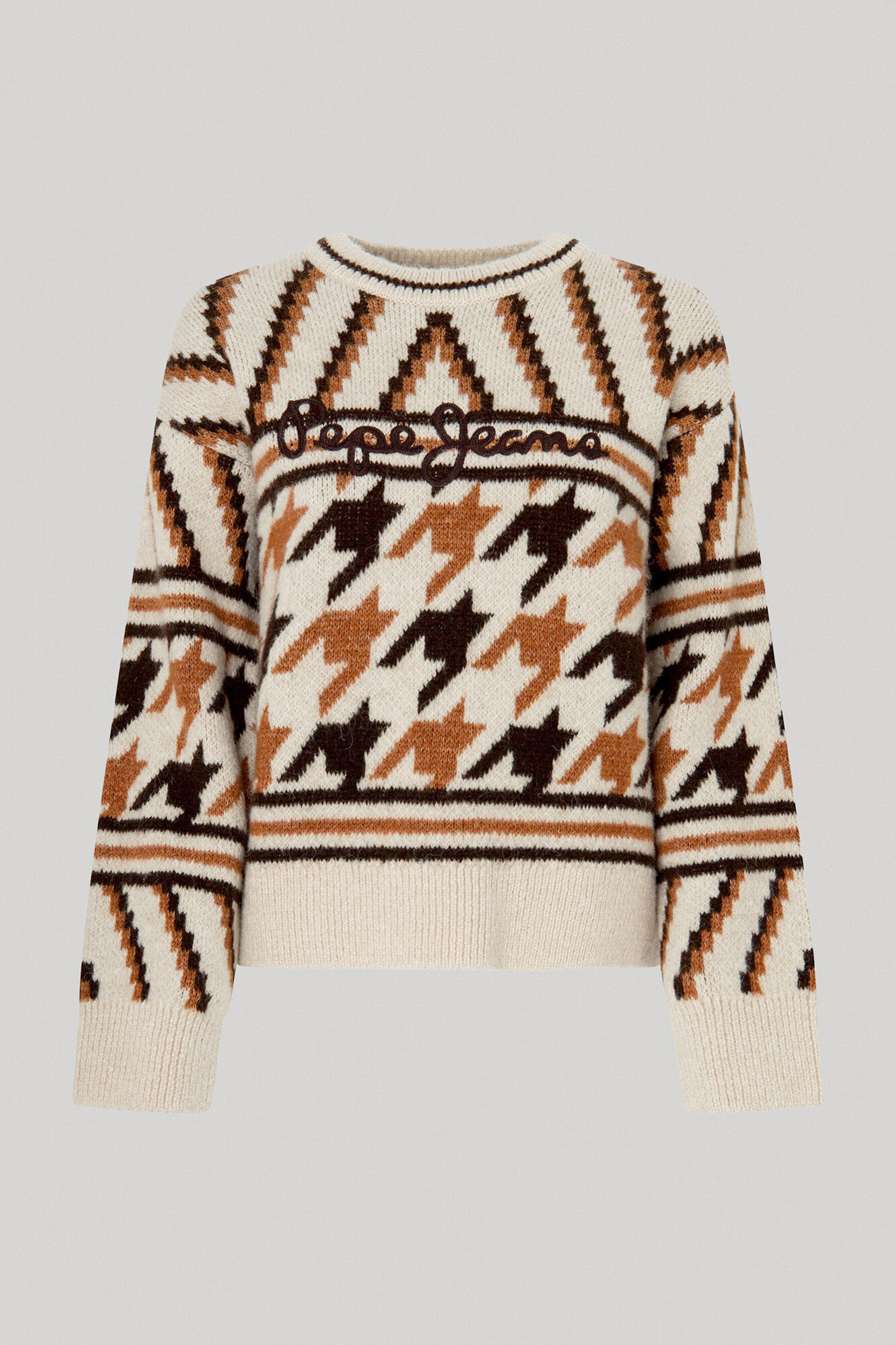 Suéter de gola redonda em jacquard