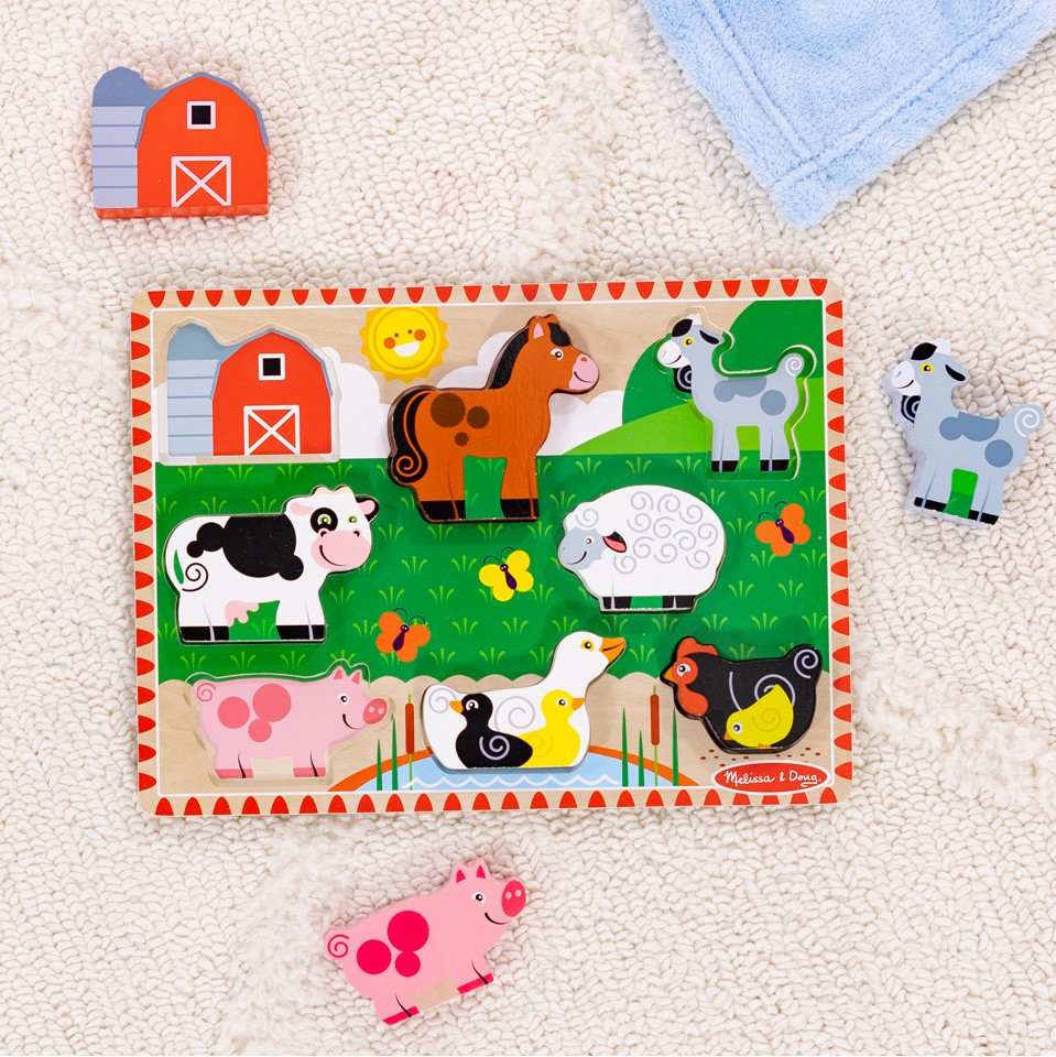 Melissa & Doug - Bondegårds Chunky Puslespil (8 brikker)