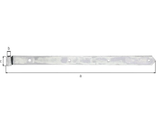 Scharnier type 6 rechte vorm, middelzwaar, 600 x 13 x 40 mm, verzinkt, dikfilm gepassiveerd