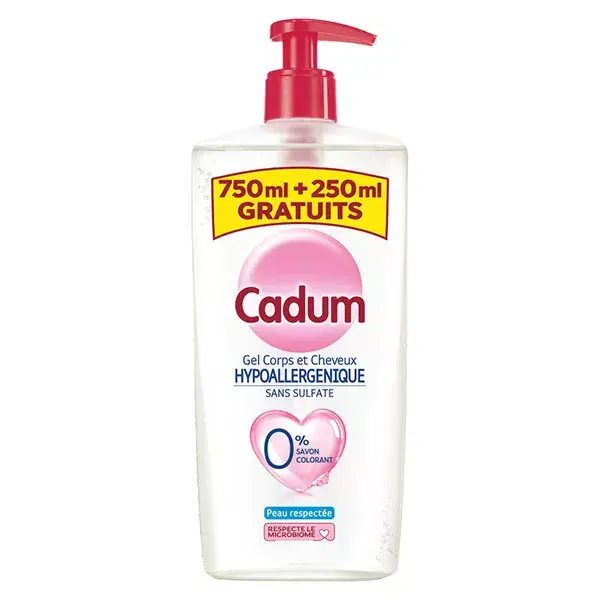 Gel para corpo e cabelo hipoalergênico sem sulfato Cadum 750ml + 250ml grátis