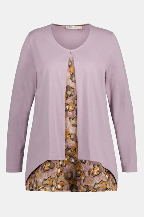 Shirt, Lagenlook, V-Ausschnitt, Langarm, Biobaumwolle