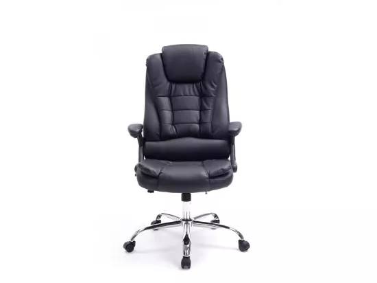 Chaise de bureau - Similicuir & Métal chromé - Noir - Thor