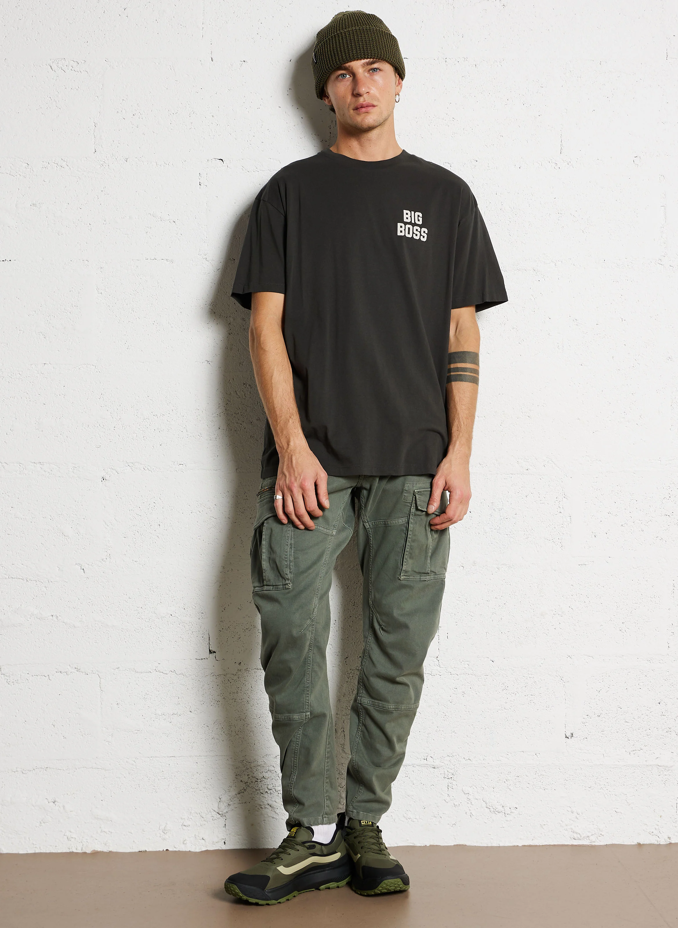CLARKSON - Tee-shirt col rond ample en coton sérigraphié | Gris