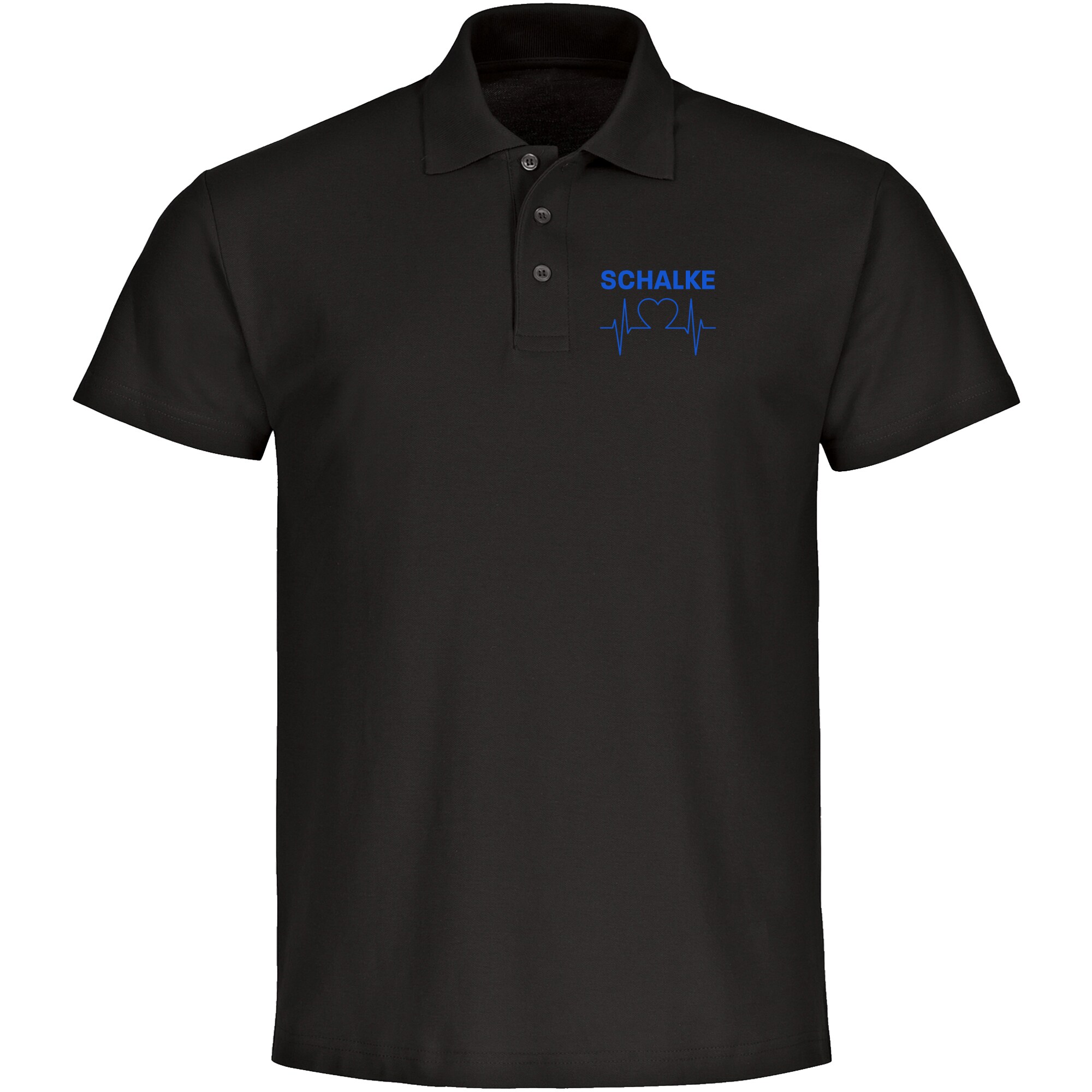 multifanshop® Poloshirt - Schalke - Herzschlag - Druck blau