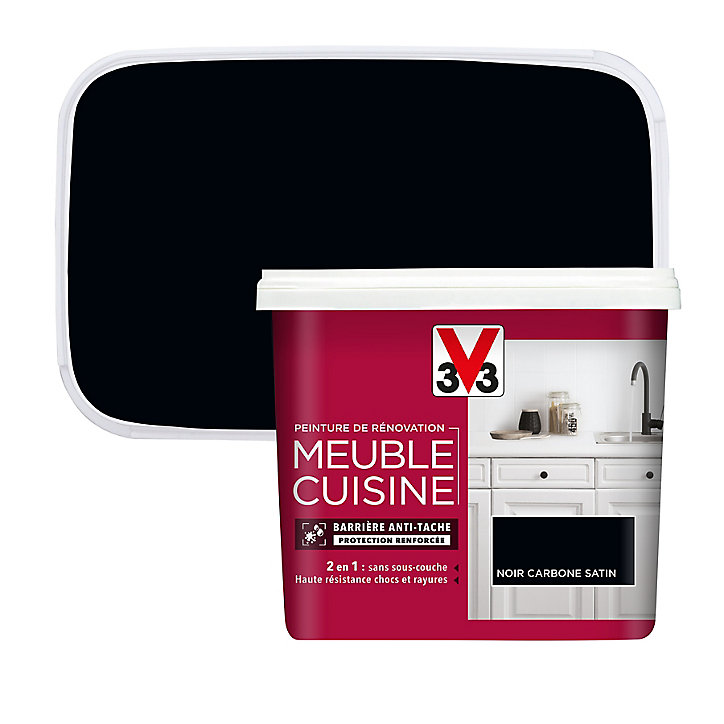 Peinture de rénovation meuble cuisine V33 noir carbone satin 750ml
