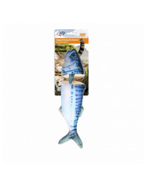 All For Paws Natrual Instinct - Chopped Mackerel Cuddler - Kattenspeelgoed - 35x8.5x5.5 cm Blauw